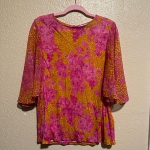 Ted Baker Lilanya Metropolis Printed Flutter Sleeve‎ Blouse Size 5 (xl)